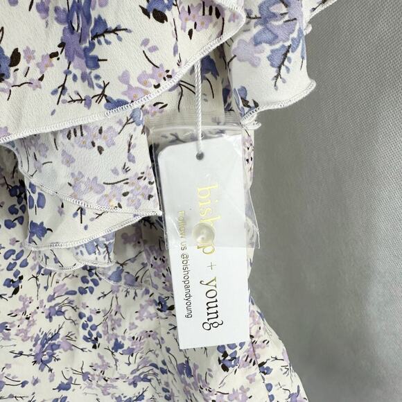 Bishop + Young Camille Flutter Sleeves Blouse Botanical Print Size XL Casual - Picture 7 of 12